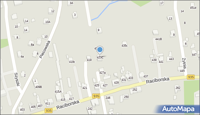 Rydułtowy, Raciborska, 423C, mapa Rydułtowy