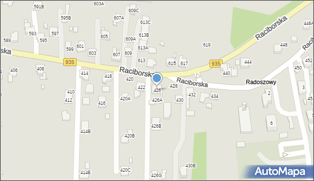 Rydułtowy, Raciborska, 426, mapa Rydułtowy