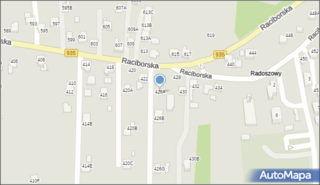 Rydułtowy, Raciborska, 426A, mapa Rydułtowy