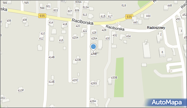 Rydułtowy, Raciborska, 426B, mapa Rydułtowy