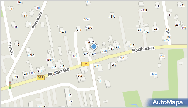 Rydułtowy, Raciborska, 427, mapa Rydułtowy