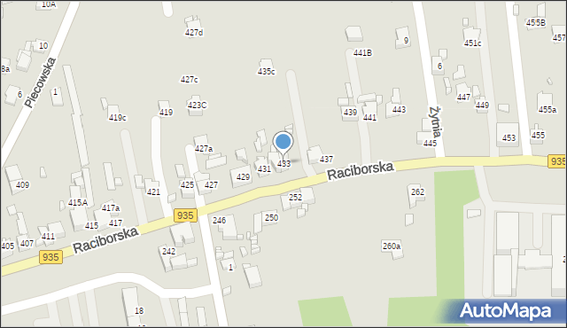 Rydułtowy, Raciborska, 433, mapa Rydułtowy