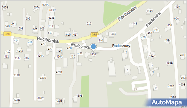 Rydułtowy, Raciborska, 434, mapa Rydułtowy