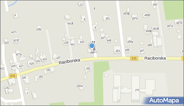 Rydułtowy, Raciborska, 445, mapa Rydułtowy