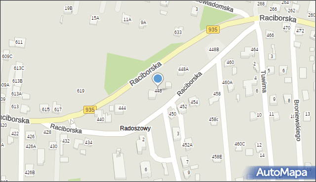 Rydułtowy, Raciborska, 448, mapa Rydułtowy