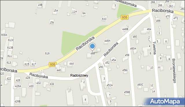 Rydułtowy, Raciborska, 448, mapa Rydułtowy