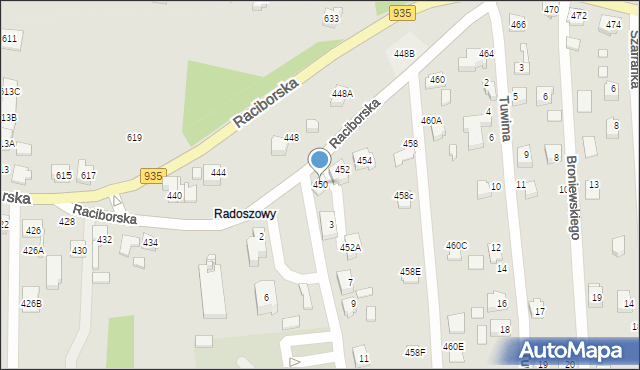 Rydułtowy, Raciborska, 450, mapa Rydułtowy