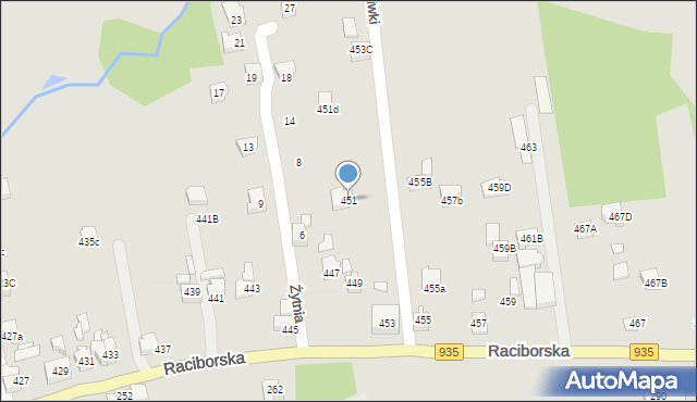 Rydułtowy, Raciborska, 451, mapa Rydułtowy