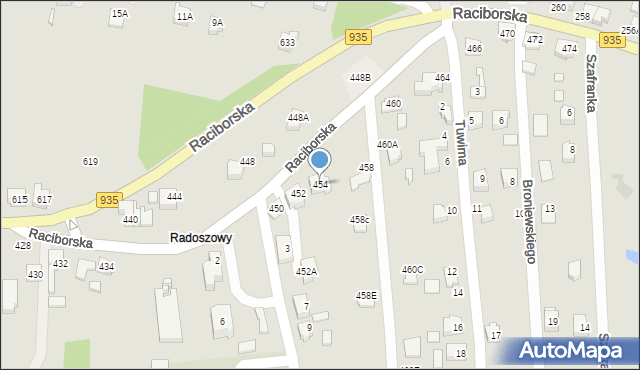 Rydułtowy, Raciborska, 454, mapa Rydułtowy