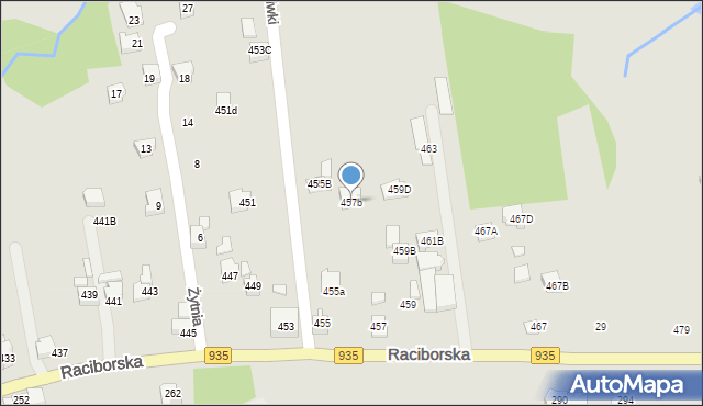 Rydułtowy, Raciborska, 457b, mapa Rydułtowy
