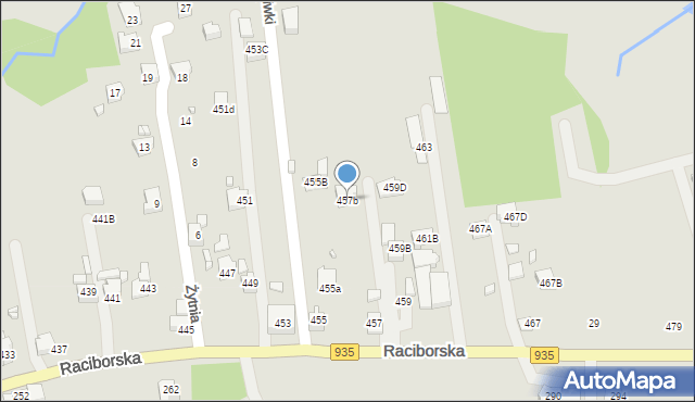 Rydułtowy, Raciborska, 457b, mapa Rydułtowy