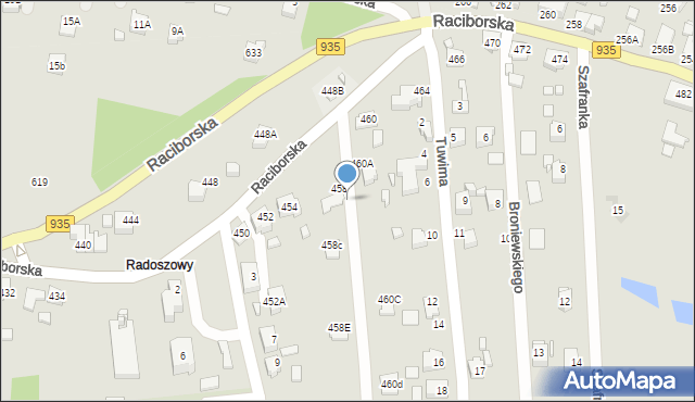 Rydułtowy, Raciborska, 458a, mapa Rydułtowy