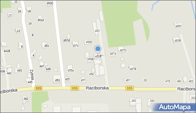 Rydułtowy, Raciborska, 461B, mapa Rydułtowy