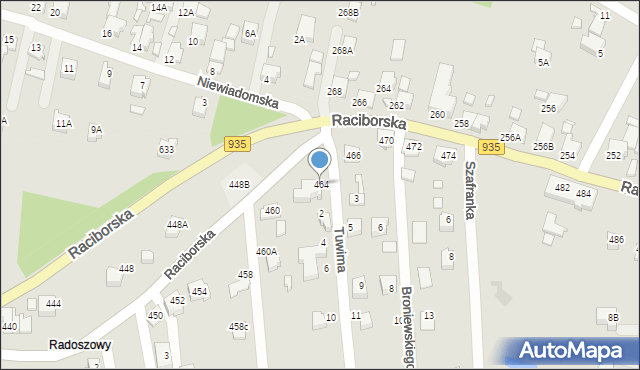 Rydułtowy, Raciborska, 464, mapa Rydułtowy