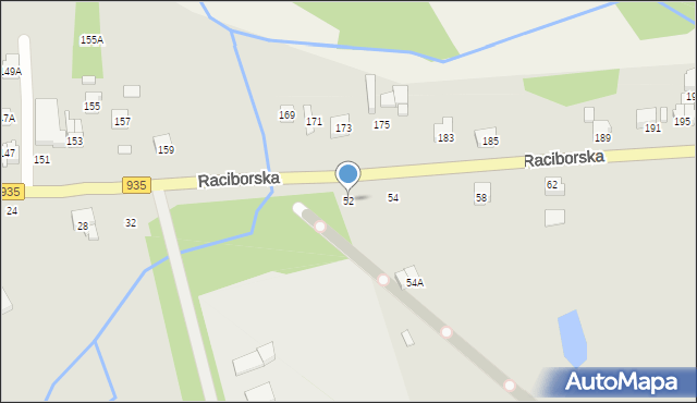 Rydułtowy, Raciborska, 52, mapa Rydułtowy