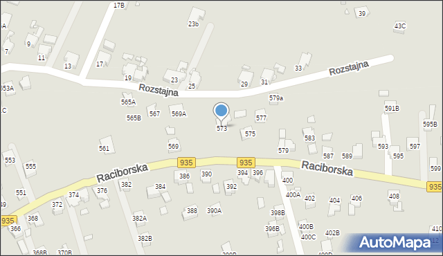 Rydułtowy, Raciborska, 573, mapa Rydułtowy