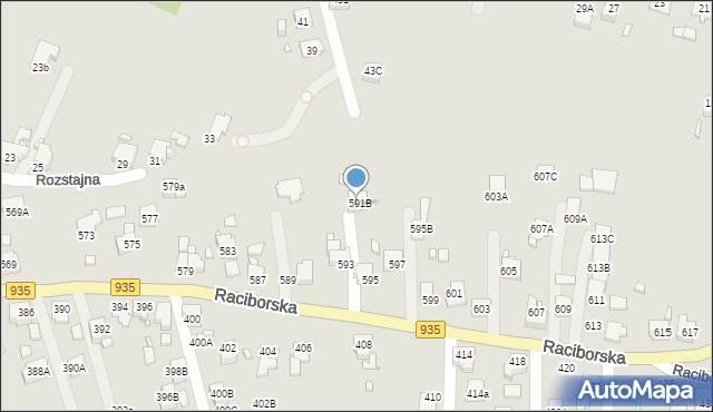 Rydułtowy, Raciborska, 593A, mapa Rydułtowy