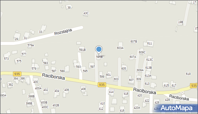 Rydułtowy, Raciborska, 595B, mapa Rydułtowy