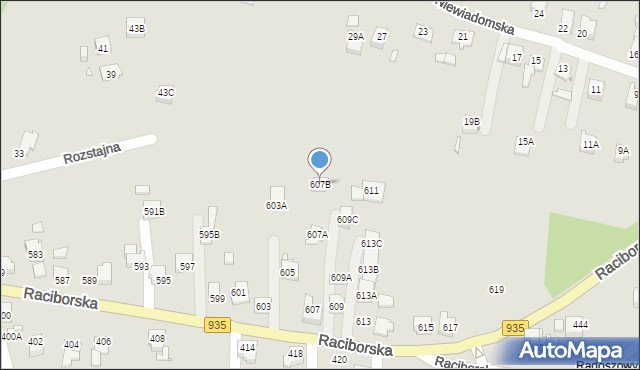 Rydułtowy, Raciborska, 607B, mapa Rydułtowy