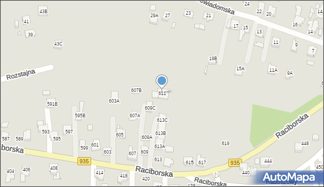 Rydułtowy, Raciborska, 611, mapa Rydułtowy