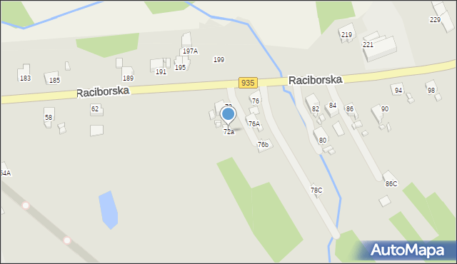 Rydułtowy, Raciborska, 72a, mapa Rydułtowy