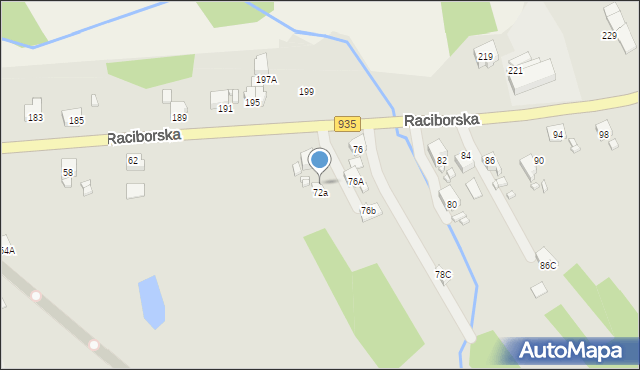 Rydułtowy, Raciborska, 74A, mapa Rydułtowy