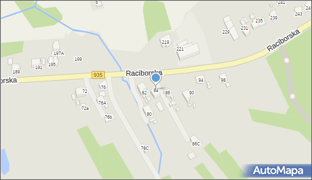 Rydułtowy, Raciborska, 84, mapa Rydułtowy