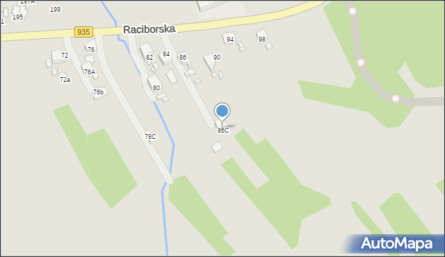 Rydułtowy, Raciborska, 86C, mapa Rydułtowy