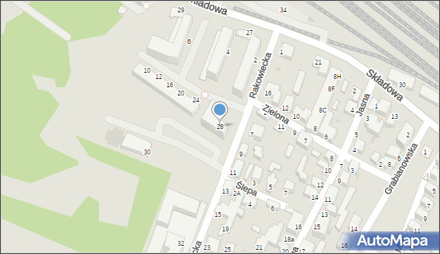 Siedlce, Rakowiecka, 28, mapa Siedlce