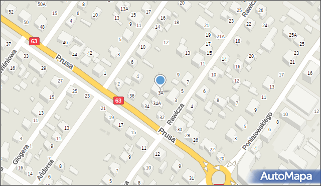 Siedlce, Rawicza Władysława, 3A, mapa Siedlce