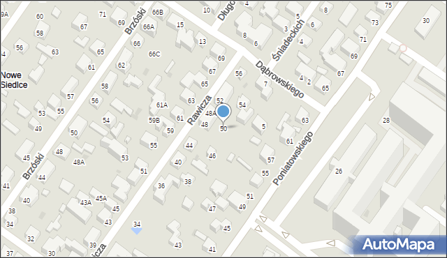 Siedlce, Rawicza Władysława, 50, mapa Siedlce