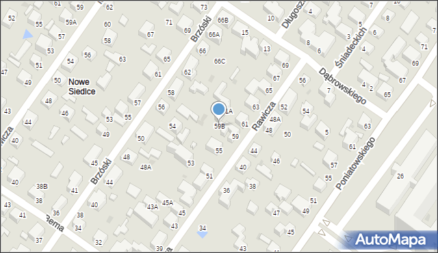 Siedlce, Rawicza Władysława, 59B, mapa Siedlce