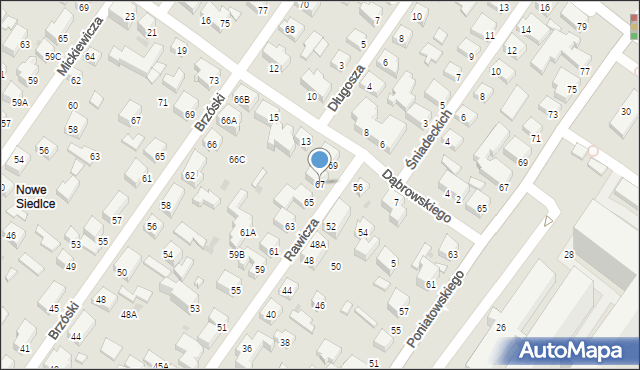 Siedlce, Rawicza Władysława, 67, mapa Siedlce