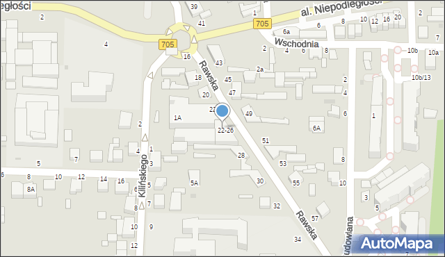 Skierniewice, Rawska, 24, mapa Skierniewic