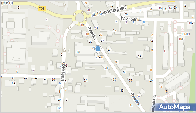 Skierniewice, Rawska, 24, mapa Skierniewic