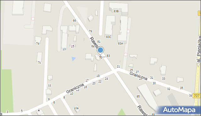 Skierniewice, Rawska, 70, mapa Skierniewic