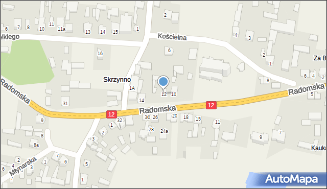 Skrzynno, Radomska, 12, mapa Skrzynno