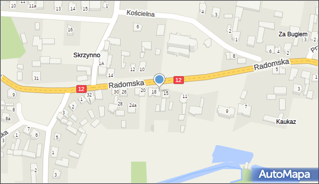 Skrzynno, Radomska, 17, mapa Skrzynno