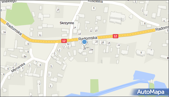 Skrzynno, Radomska, 28, mapa Skrzynno