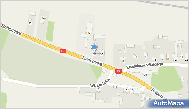 Skrzynno, Radomska, 38, mapa Skrzynno