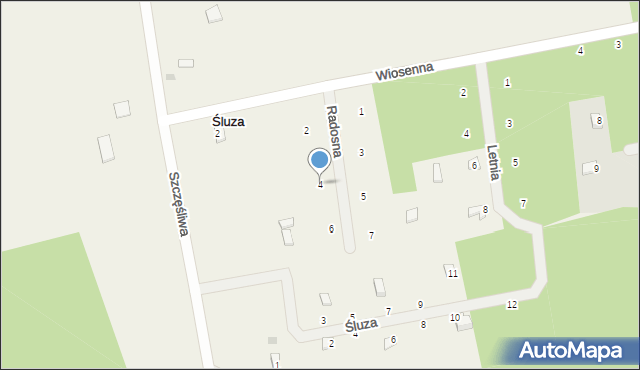 Śluza, Radosna, 4, mapa Śluza