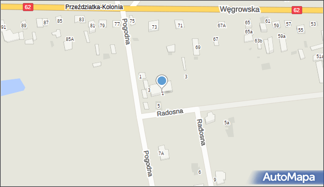 Sokołów Podlaski, Radosna, 1, mapa Sokołów Podlaski