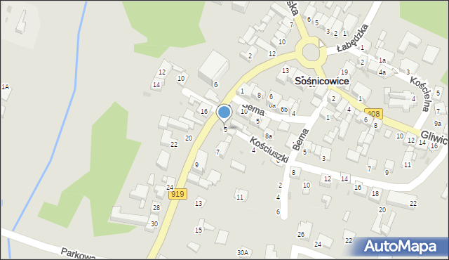 Sośnicowice, Raciborska, 5, mapa Sośnicowice