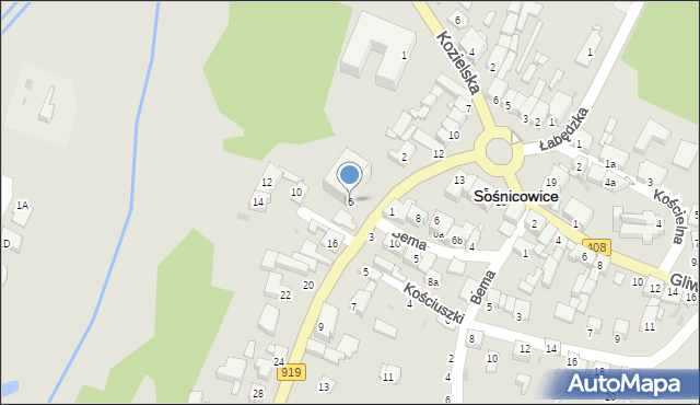 Sośnicowice, Raciborska, 6, mapa Sośnicowice