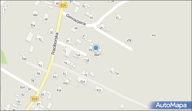 Sośnicowice, Raciborska, 69A, mapa Sośnicowice