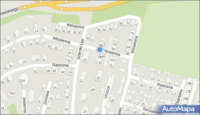 Sosnowiec, Radosna, 33A, mapa Sosnowca