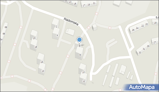 Sosnowiec, Radomska, 6, mapa Sosnowca