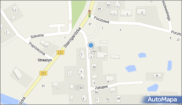 Straszyn, Raduńska, 1, mapa Straszyn