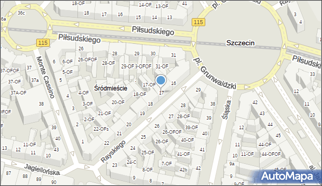 Szczecin, Rayskiego Ludomiła, gen., 17, mapa Szczecina