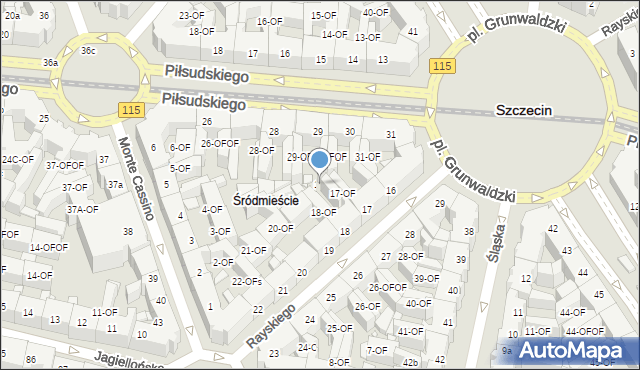 Szczecin, Rayskiego Ludomiła, gen., 18a, mapa Szczecina